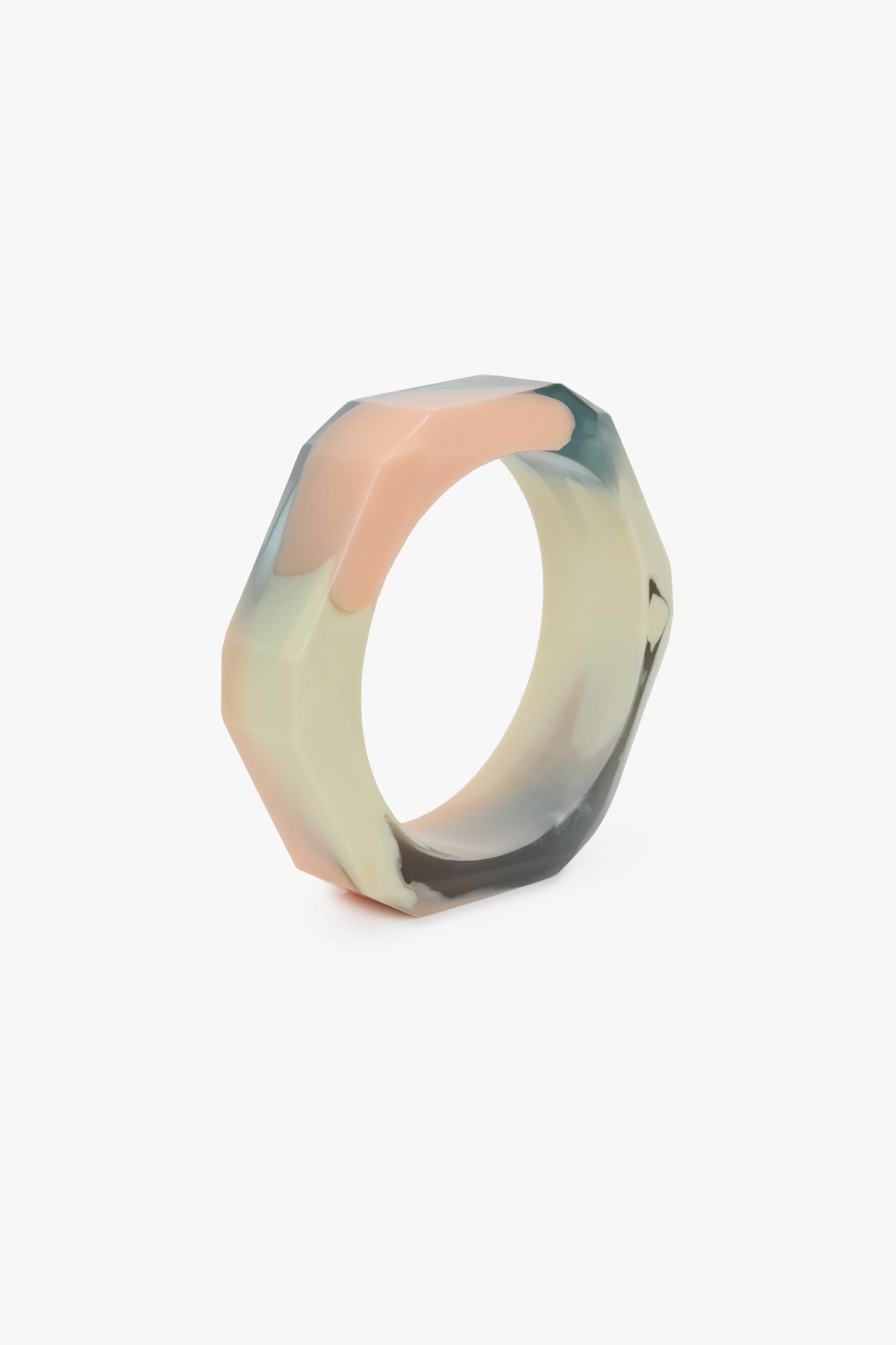 Resin Hexagonal Bangle In Peach-Vanilla