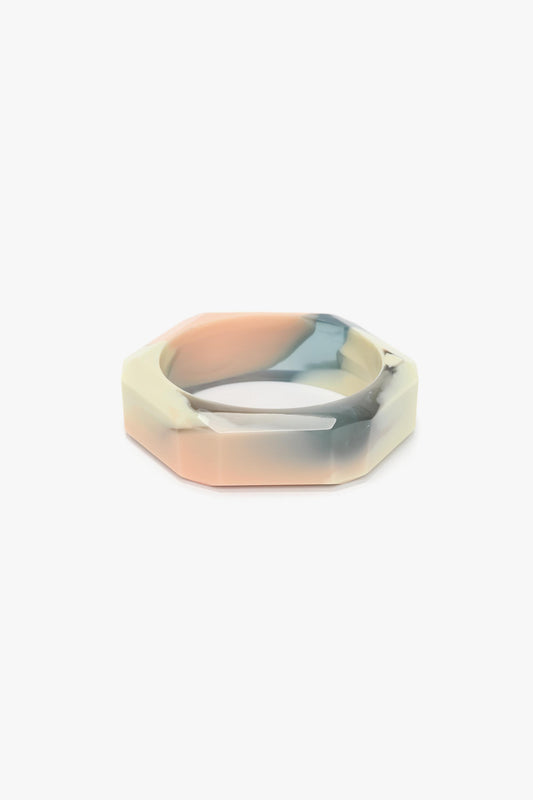 Resin Hexagonal Bangle In Peach-Vanilla