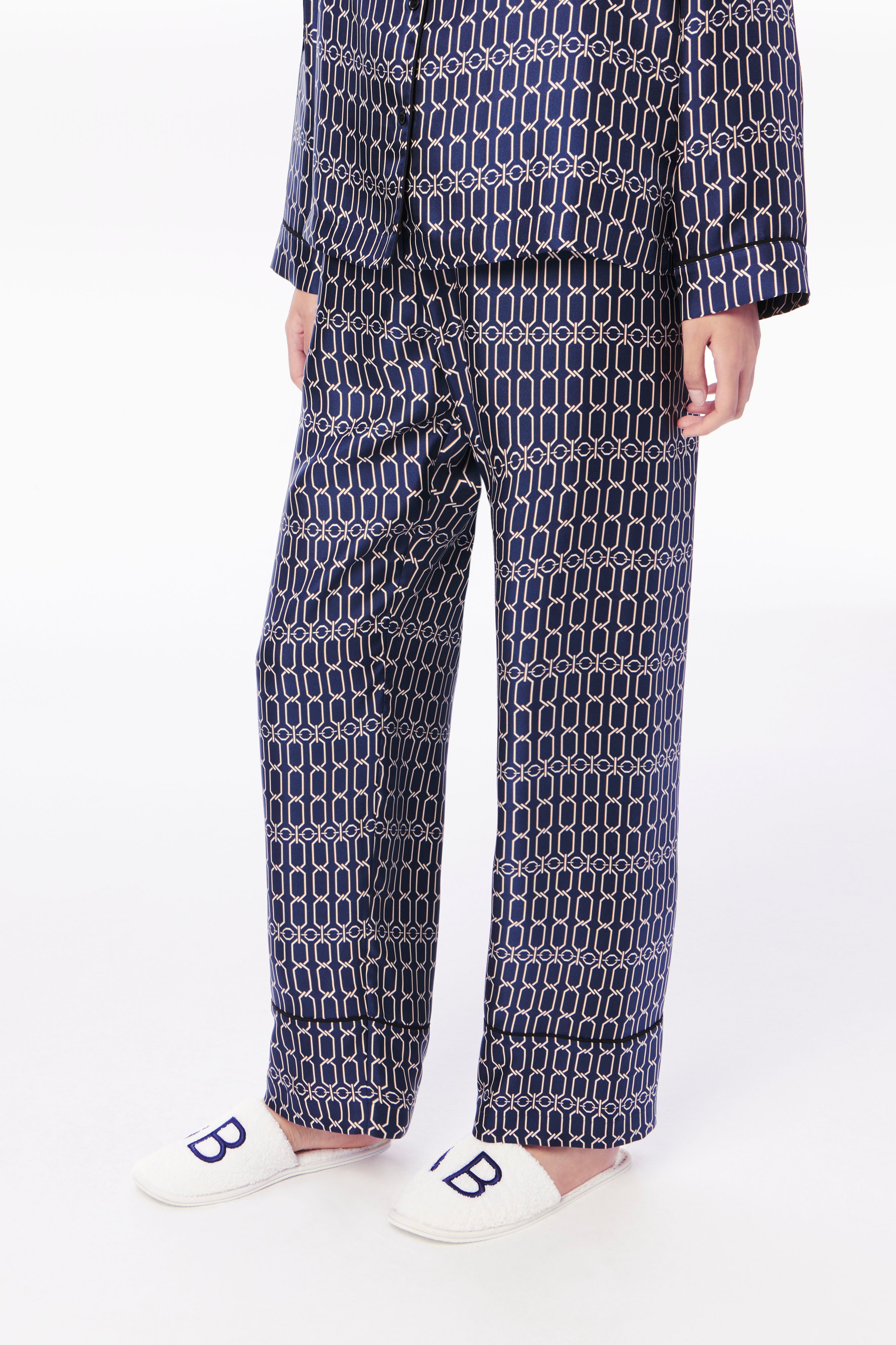 Victoria Beckham Chain Print Pyjama Set in Ivory L
