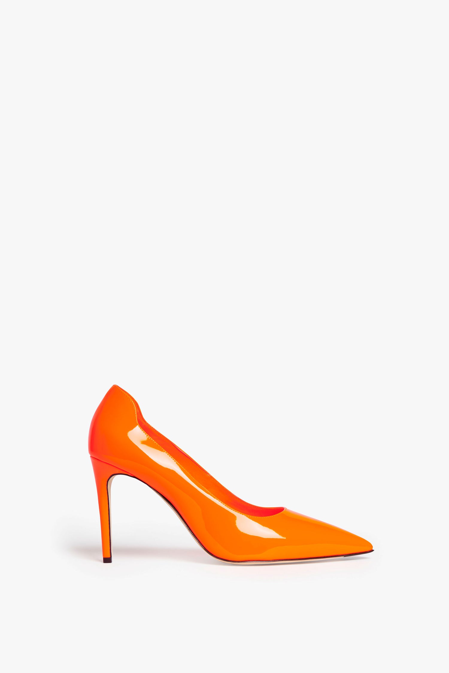 The VB 90mm Pump In Fluorescent Orange by Victoria Beckham, meticulously handcrafted on a plain white background.